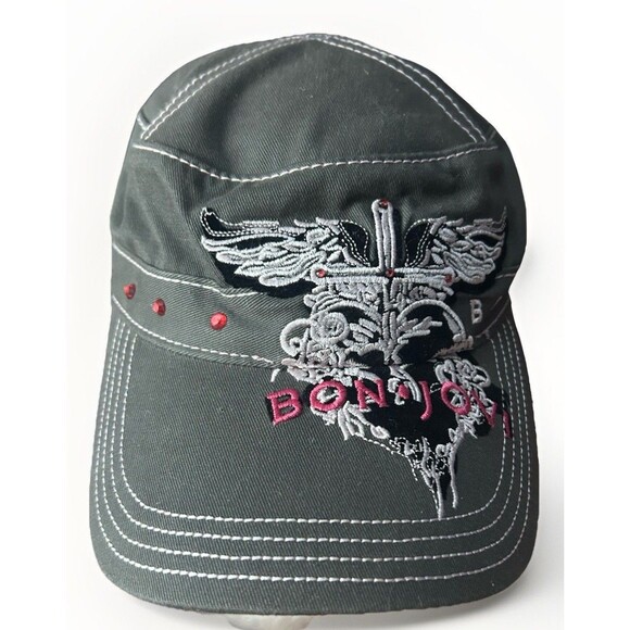 Bon Jovi Circle Music Tour 2010-11 Embroided Womens Military Cap Hat Adjustable - Picture 1 of 7